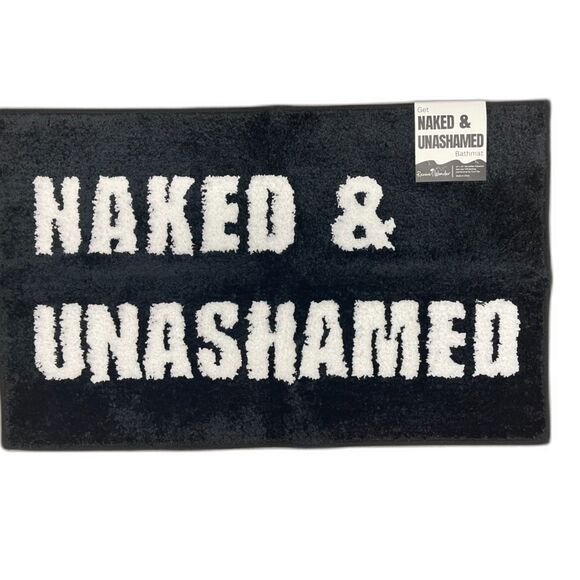 LOT 2 New Black & White Bath Mat Rugs Naked & Unashamed Bathmat Plush 31"x20" - Picture 1 of 7